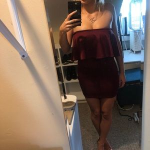 Plum Strapless Party Dress